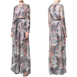 NWT Alexis Jeslyn Embroidered Illusion Gown S small maxi dress floral formal